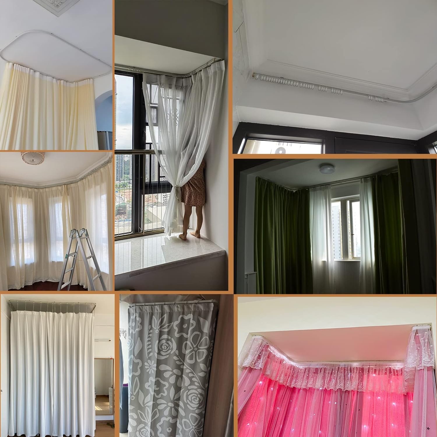 Binario flessibile per soffitto, resistente, pieghevole, divisorio, in alluminio, kit per doccia per camper, finestra a bovindo, 2 m, durevole e versatile (colore: scuro)