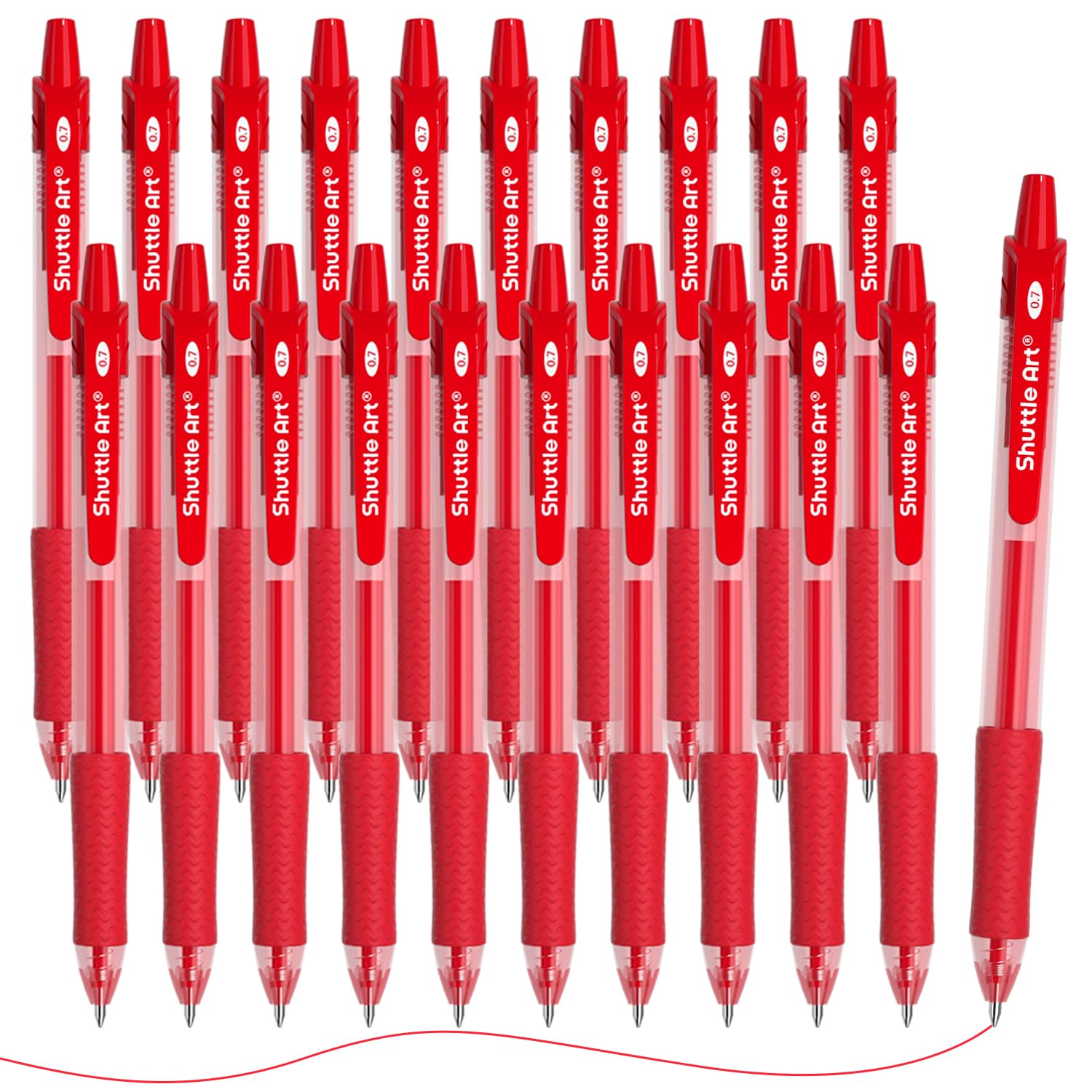 Shuttle Art Red Gel Pens, 20 Pack Retractable 0.7mm Medium Point Rollerball Red Ink Pens Smooth Writing with Comfortable Grip for Writing Journaling