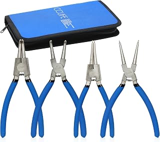 CCLIFE 4tlg Sprengringzangen Set, 150mm Gerade & Gebogen Innen-Außen Zangen