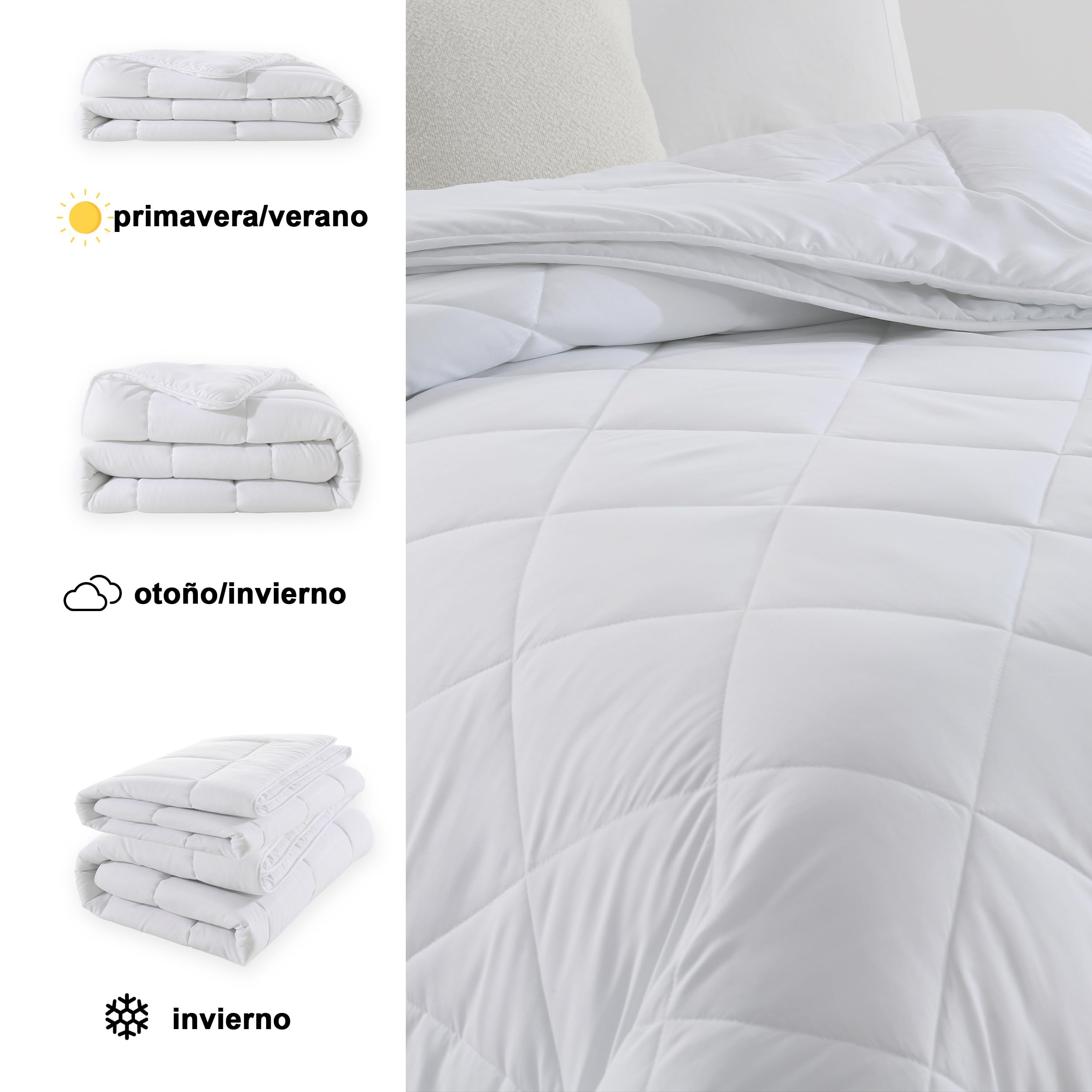 DALINA Textil - Edredón de Fibra Duo 4 Estaciones 170 + 260 gr -Edredón Relleno Nórdico Cama 150, 240 x 220 cm- Suave, Transpirable, 100% Poliester