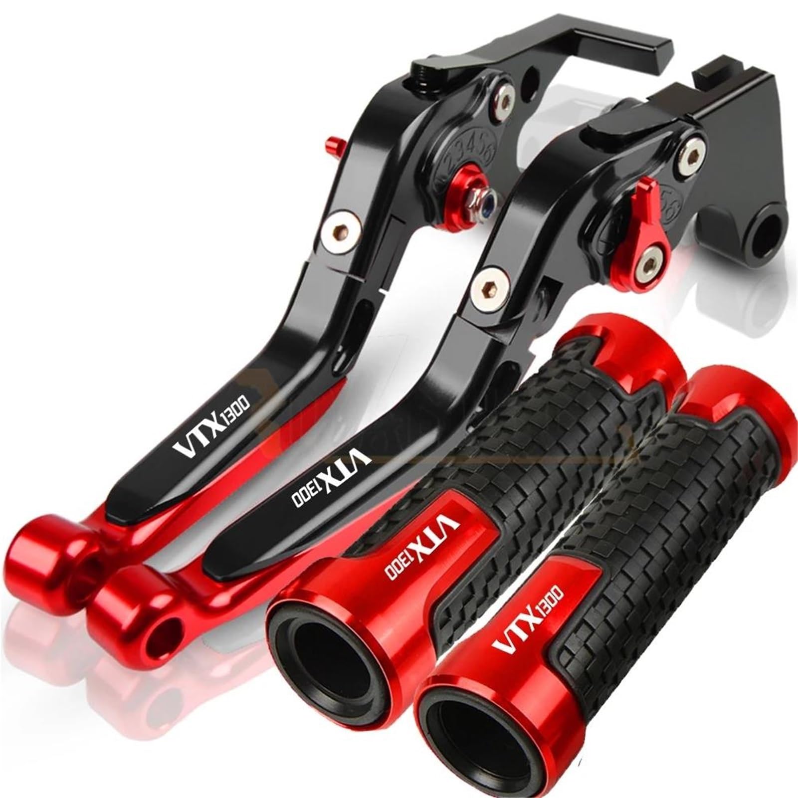 Tgvselpj Red 2 Motorcycle Part Motorcycle Parts Adjustable Pivot Brake Clutch Levers Control Handles For H-Onda Vtx1300 Vtx 1300 2003 2004-2010(Red 2)