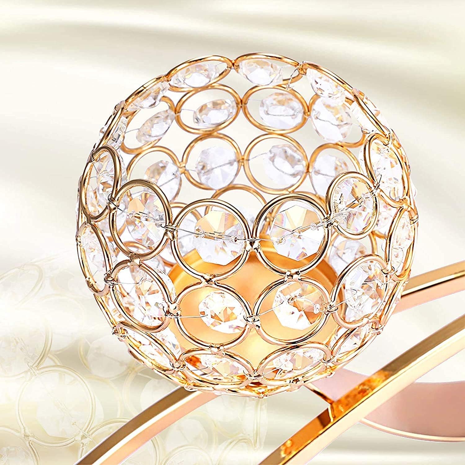 Crystal Candle Holders, Pillar Candlestick,Coffee Table Decorative Centerpieces for Living Room,Dinning Room Christmas Decoration, Table Decoration,Wedding Gifts(Gold)