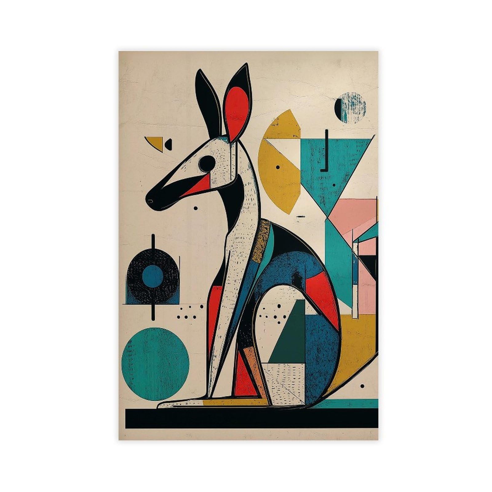 Bareronor Kangaroo Abstract Poster Canvas Poster Bedroom Decor Landscape Office Room Decor Gift 8" L X 12" W