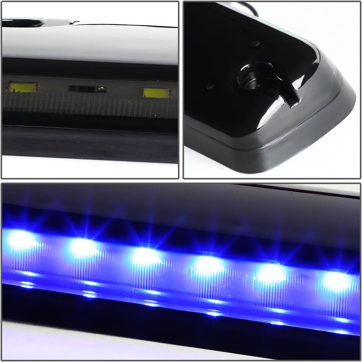 Auto Dynasty Compatible with Silverado Sierra GMT900 LED Cab Roof Top Center Running Light + Pair Side Lamps (Smoked Blue LED)