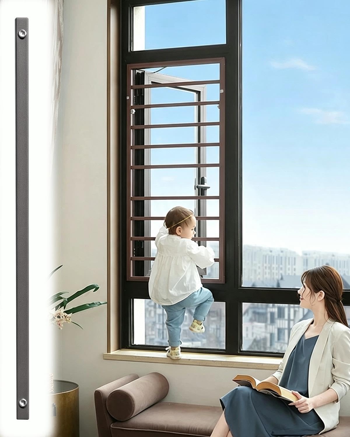 Inferriate per Finestre Grate di Sicurezza Regolabili per Finestre | Barriera di Sicurezza Senza Fori per Ringhiere a Griglia (antifurto e Anticaduta)(3 Pack,Inner Width-32cm/12.5in)