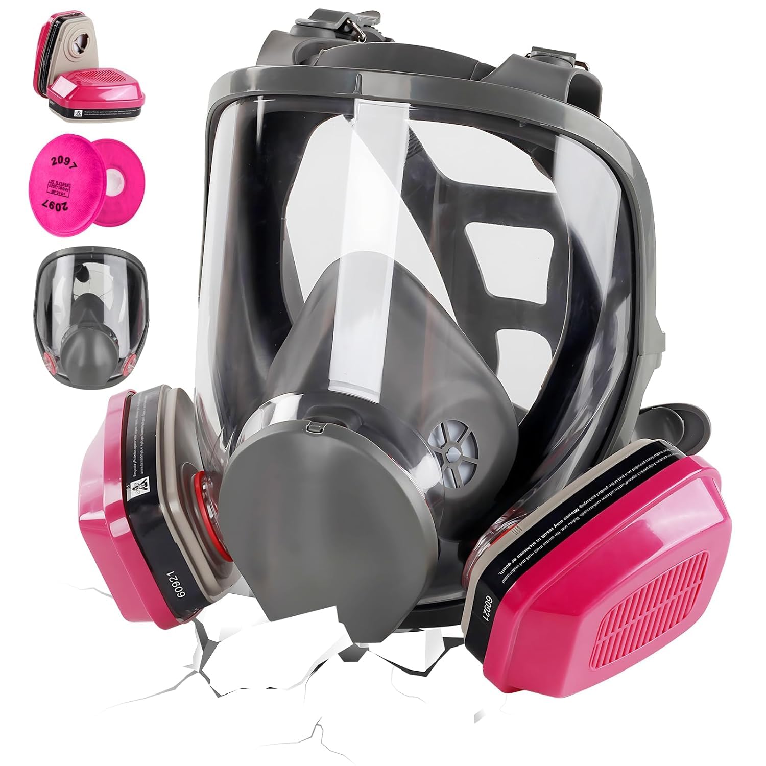 Maschera respiratoria integrale con filtri 60921 e 2097, maschera antigas riutilizzabile per sopravvivenza, nucleare e chimica, per verniciatura a spruzzo, levigatura, resina, polveri sottili, lavori