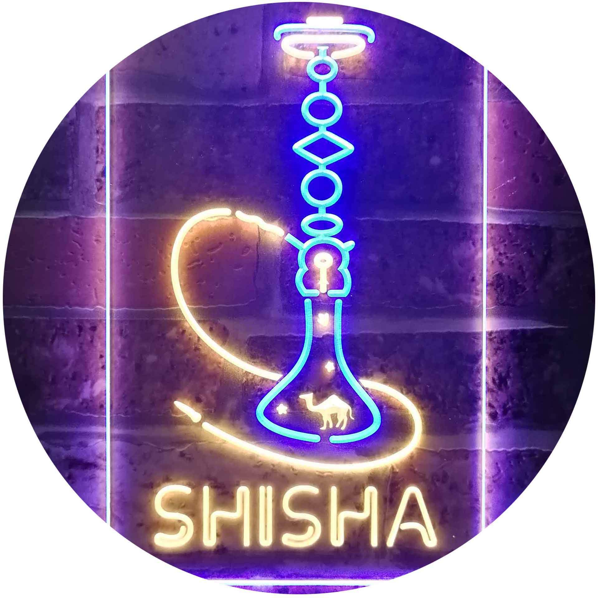 ADVPRO Hookah Shisha Shop Home Room Man Cave Décor Dual Color LED Neon Sign Blue & Yellow 300 x 400mm st6s34-i3208-by