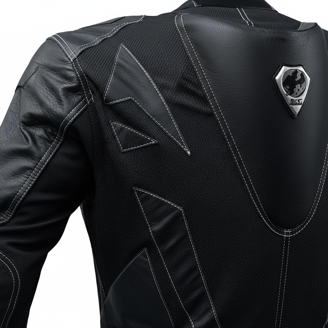 BI ESSE - Einteiliger Motorradanzug aus Leder und Stoff, ideal für Straße, lange Reisen, Touren, Pitbikes, komplett mit Buckel und zertifiziertem starren Schutz (Weiß/Schwarz, XXL)
