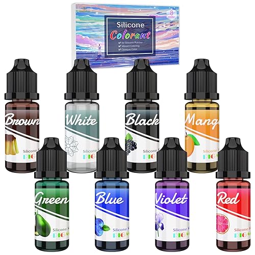 Silicone Rubber Pigment - 8 Colors Liquid Silicone Coloring Dye for Silicone Mold Making, Molding and Casting - Vibrant Silicone Color for Resin Molds Making, Statues DIY Manual Making - 10ml Each - 8 Colors x 10ml