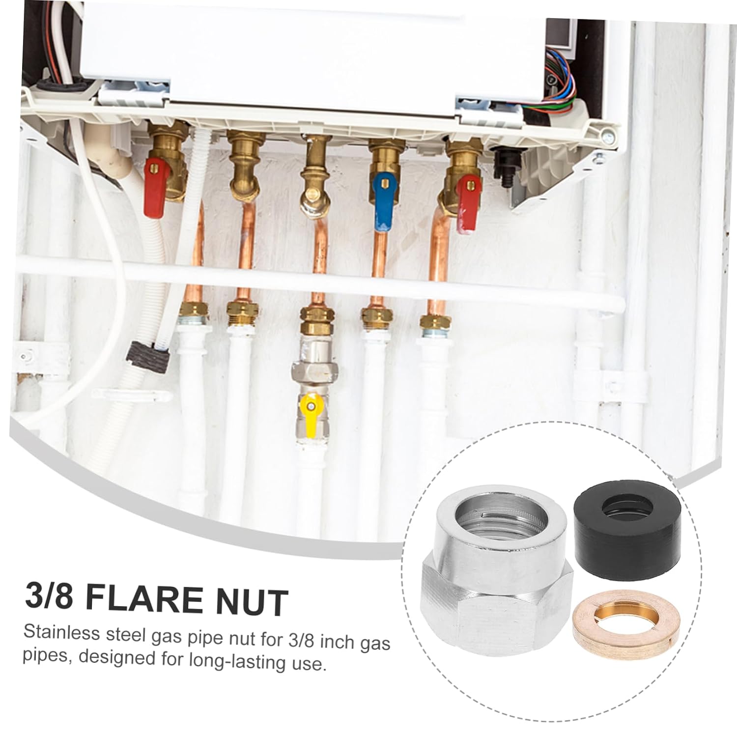 LIFKOME 5pcs Replacement Gas Tube Fitting Flare Nut Thickened for Secure Gas Connection