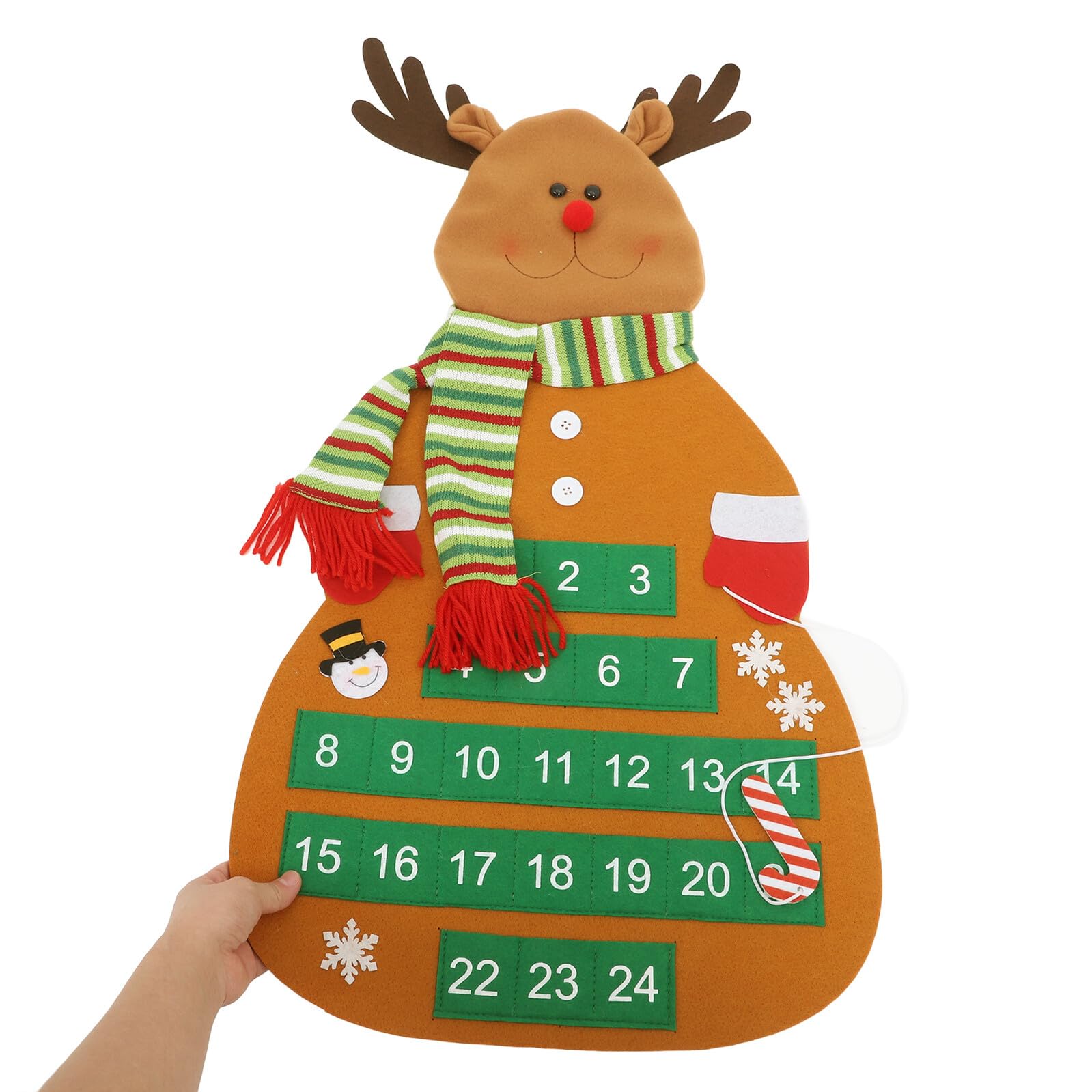 Calendario Dell’Avvento in Feltro da Appendere a Forma di Renna con Tasche Numerate per Decorazione Porta D’Ingresso Decorazioni Natalizie per Feste Tradizione Conto alla