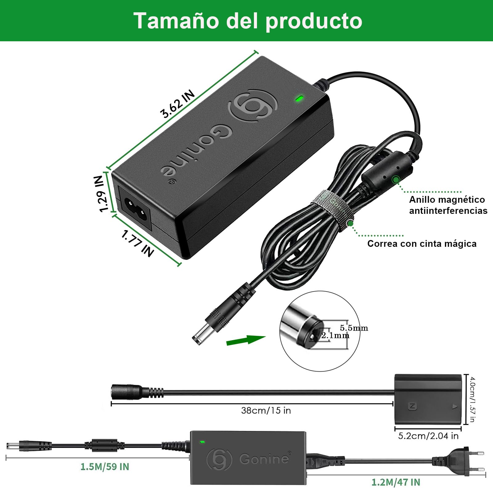 NP-FZ100 Kit de Batería Dummy Fuente de Alimentación Kit Adaptador AC para Sony Alpha A6600, FX3, A7 III, A7R3, A7R IV, A7S III, A9, A9R, A9S, A7C, A1 Cámaras, Sustituye a la Batería BC-QZ1