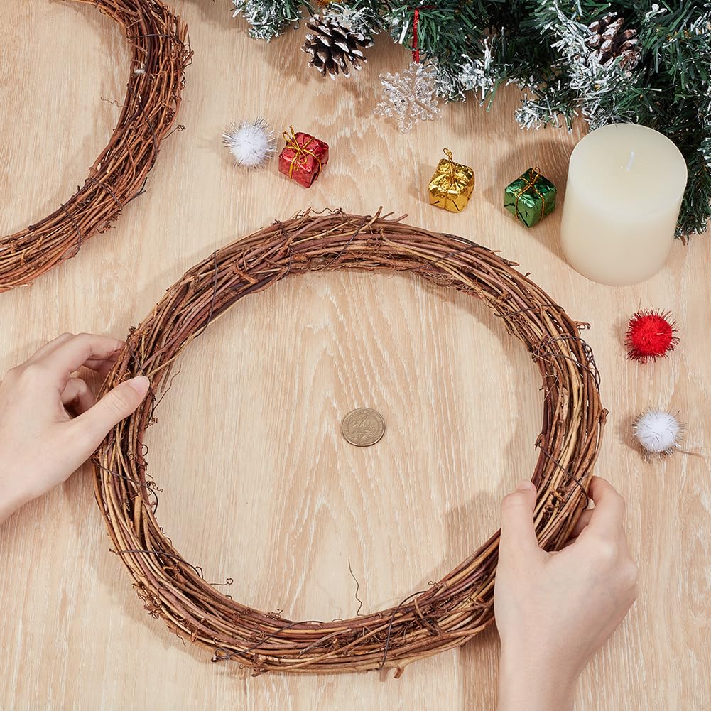 GORGECRAFT Lot de 2 couronnes de vigne naturelles de 30 cm avec branches en