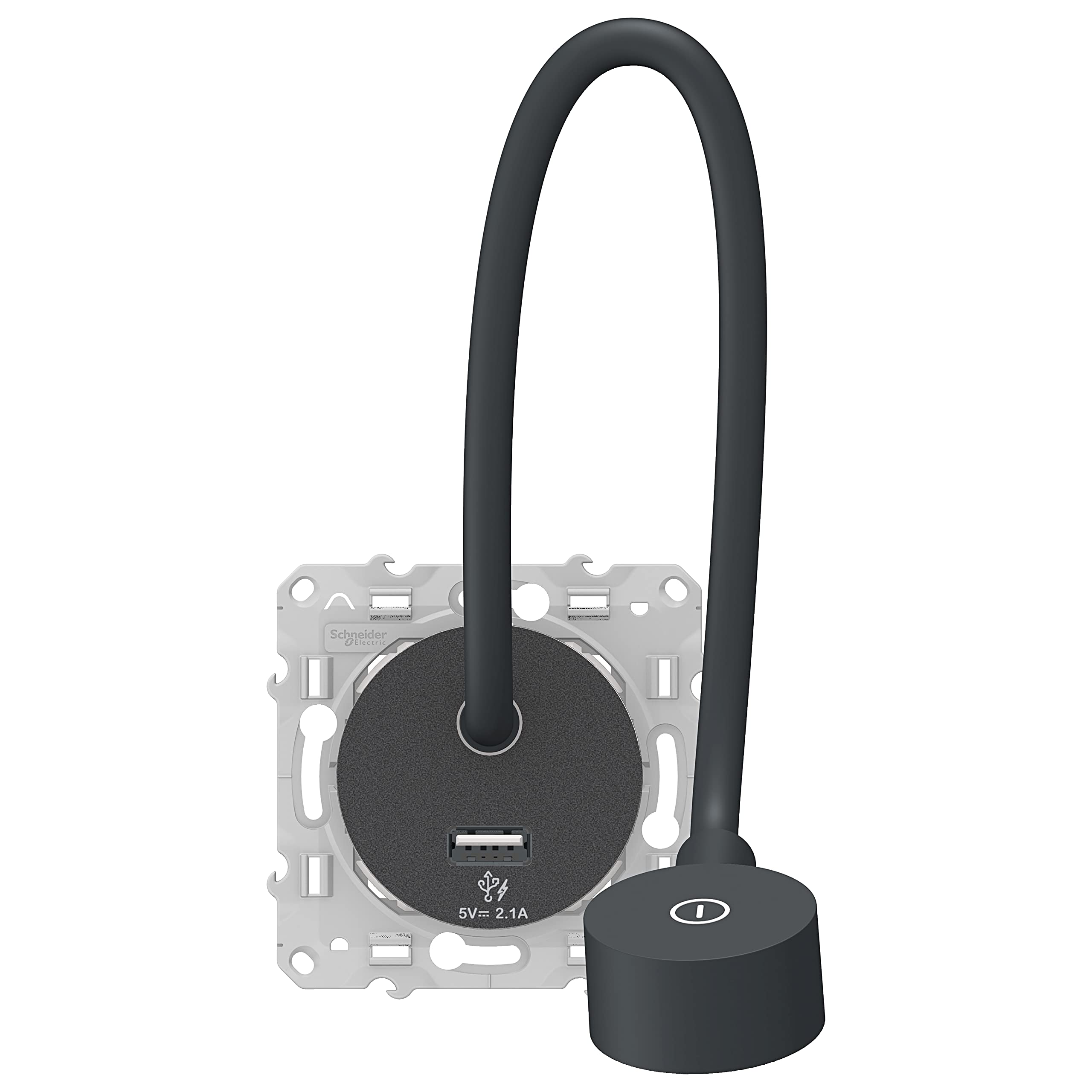 Schneider Electric - Odace - czytnik e-booków - z gniazdem USB-A - 2,1A - Antracyt - S540002
