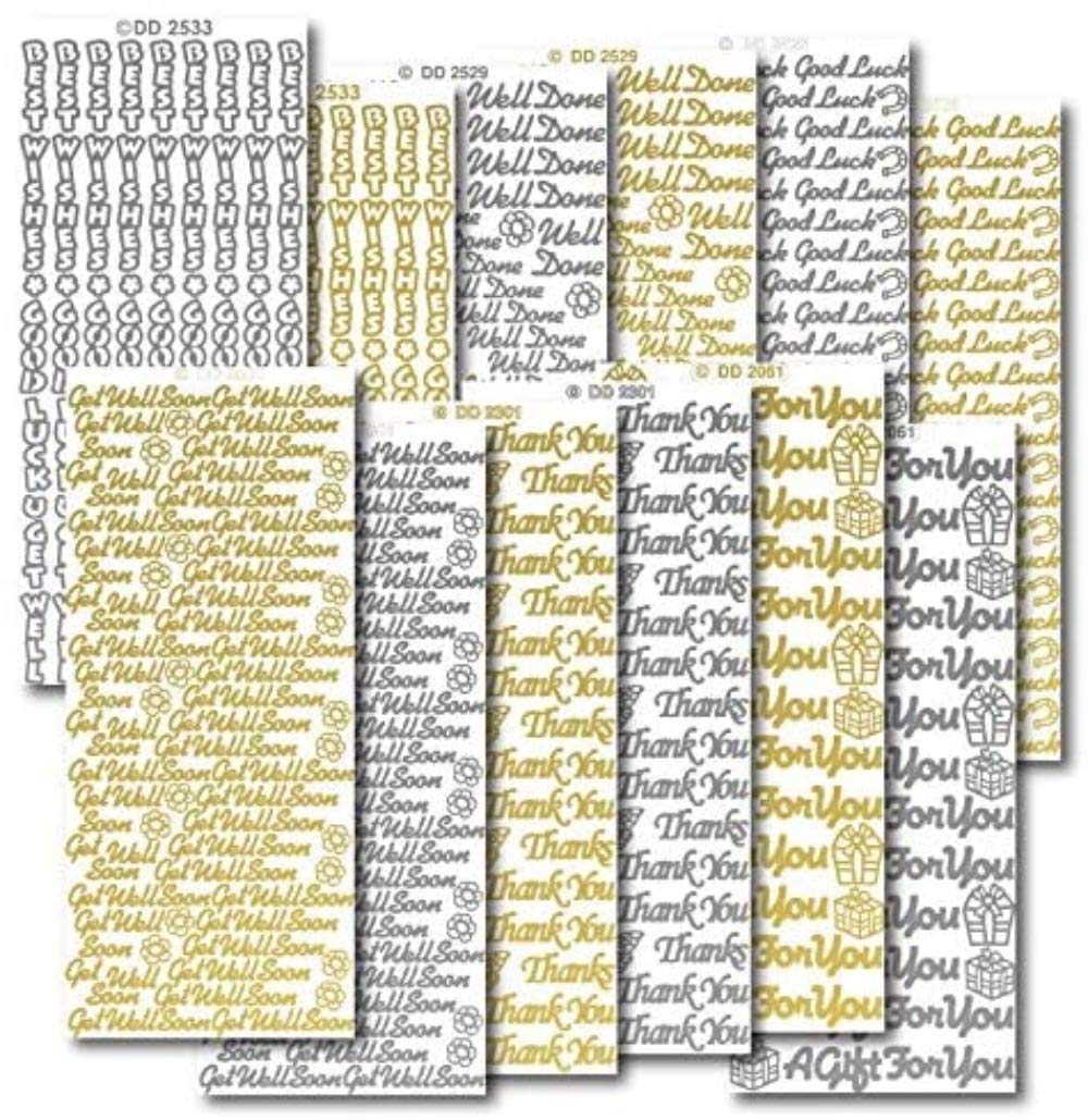 Peel Off Stickers Bumper Value Pack containing 12 Sheets of CPD 1027 Get Well Soon and Good Luck Stickers
