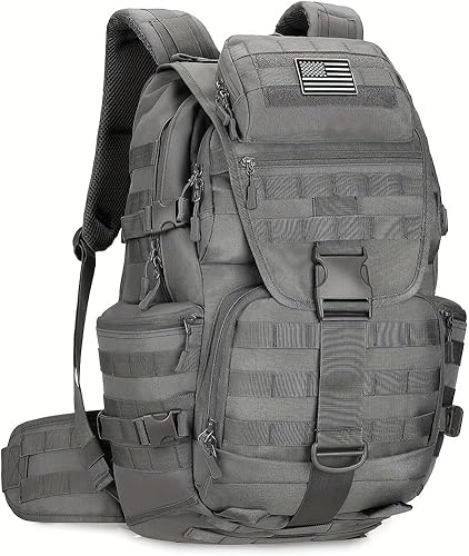 Miniatura 22 de Mochila de 100L para Camping y Senderismo, Mochila Táctica Militar Molle, Mochila Impermeable y Ligera para Senderismo, Caqui-c, Grande