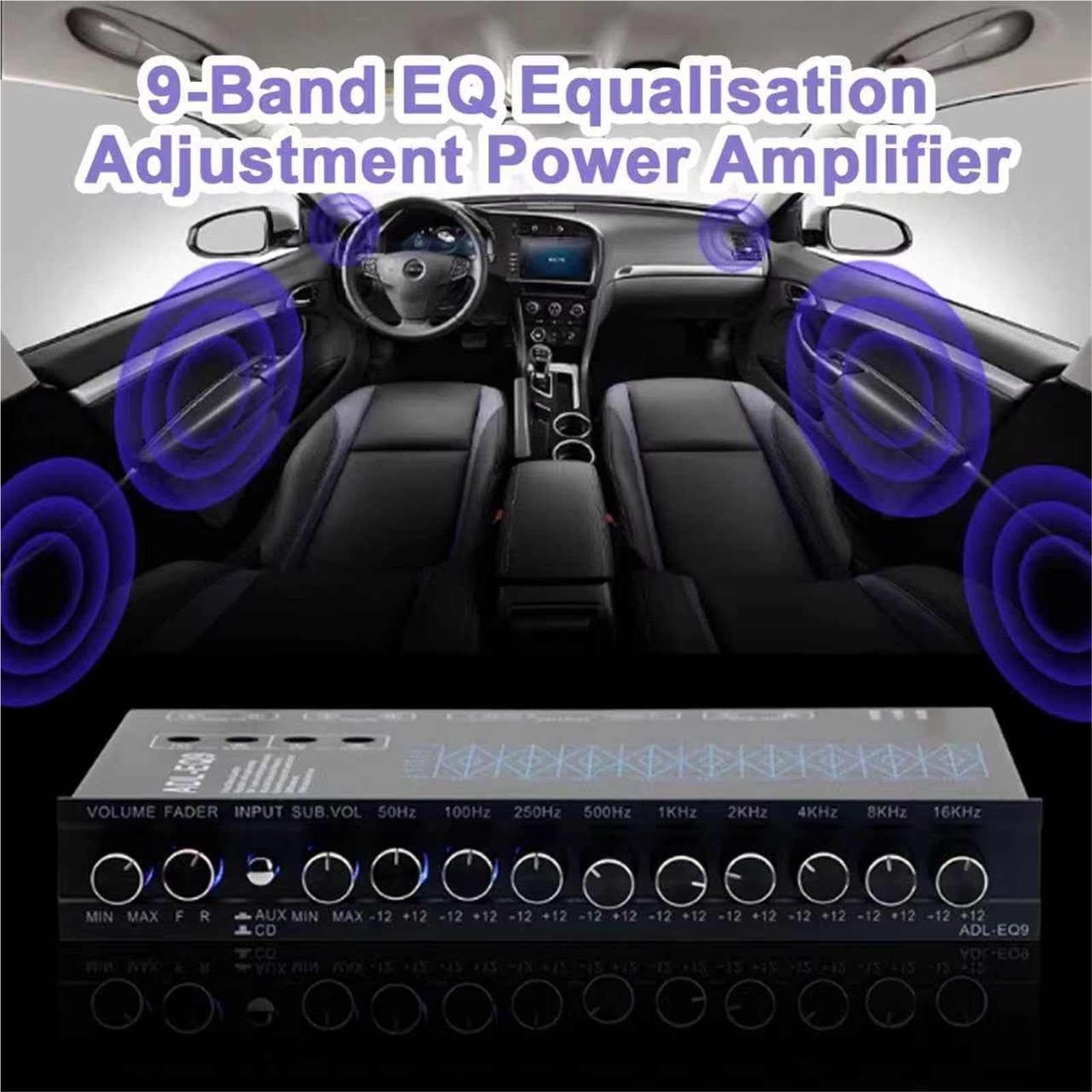 Grafischer Equalizer, 9-Band-Stereo-EQ For Autoradios, CD-/Aux-Eingänge, Verstärkungsregelung, Mit Front-/Rear- Und Subwoofer-Ausgang For Studio- Und Live-Sound