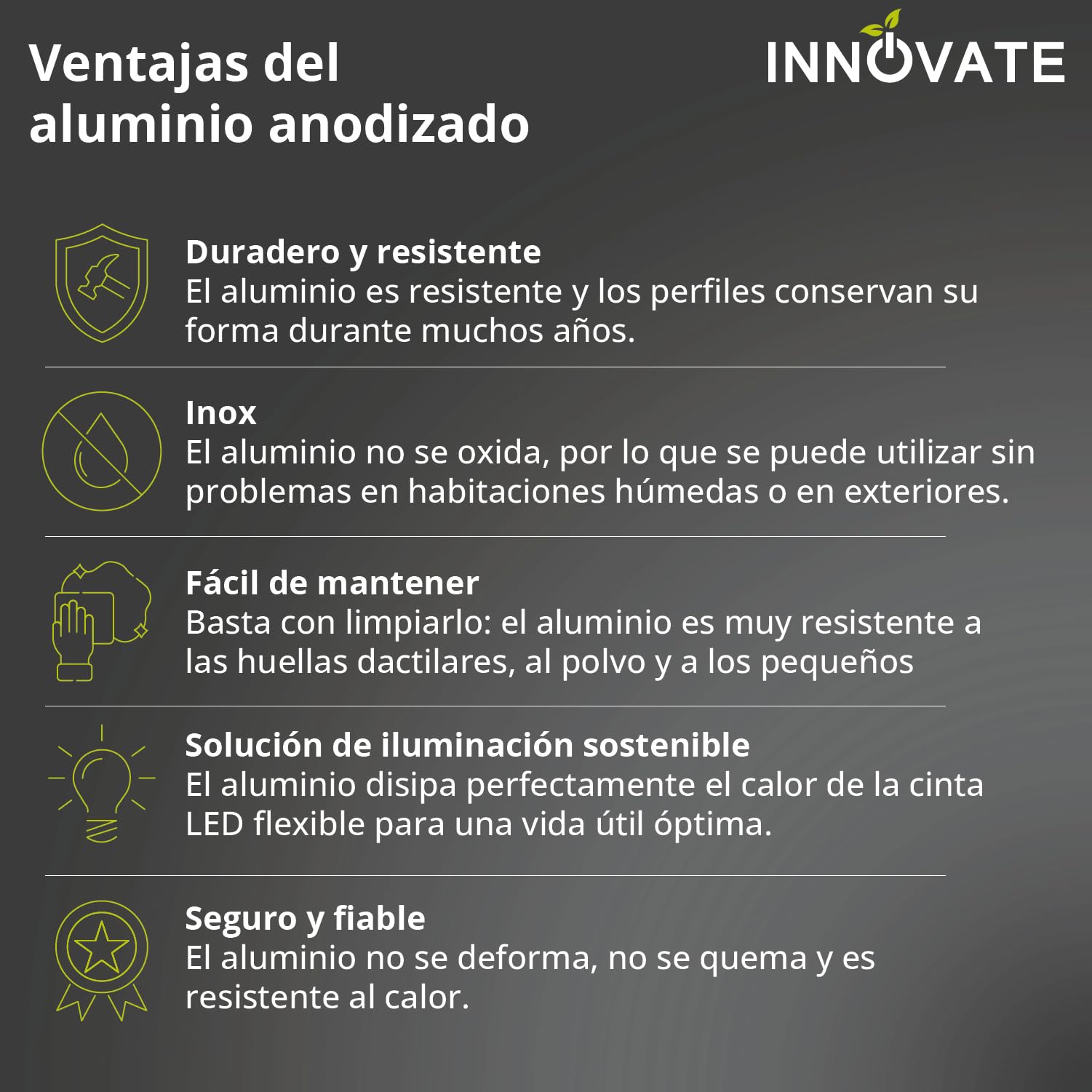 INNOVATE Perfil aluminio empotrable tiras LED 2m Negro-Traslucido Set5