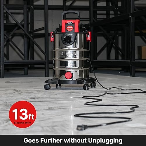 Miniatura 9 de Shop-Vac Aspiradora húmedaseca de 6.5 galones y 4.0 HP con función de soplador, tanque de acero inoxidable, aspiradora portátil con ruedas, incluye