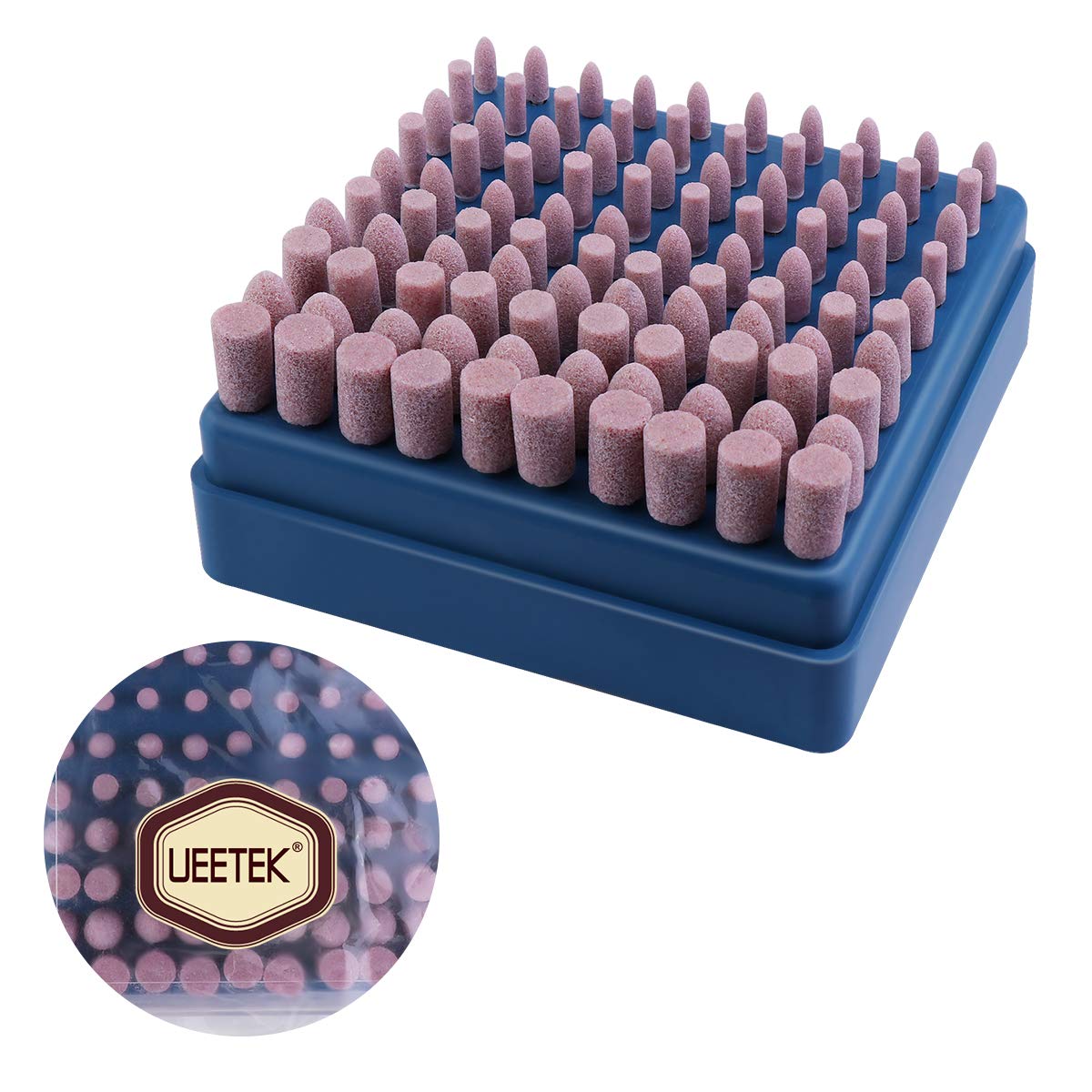 UEETEK 100 stücke 3mm Schaft Schleifdorn Montiert Schleifen Polierwerkzeug (Rosa)