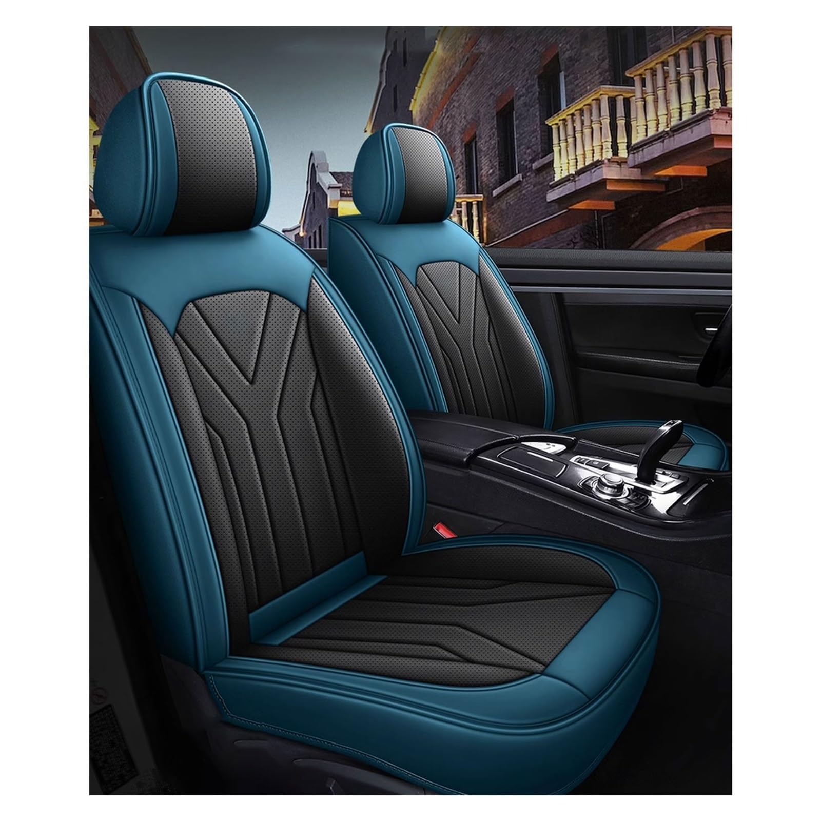 VZYQIVAP Seat Covers Full Set for V-W ID. Buzz ID,Leather Seat Covers, Car Seat Covers Full Set 5 Seats, 5D Foam Back Support, Leather Car Seat Cushion Super Breathable, Storage Bags, All Season(C)