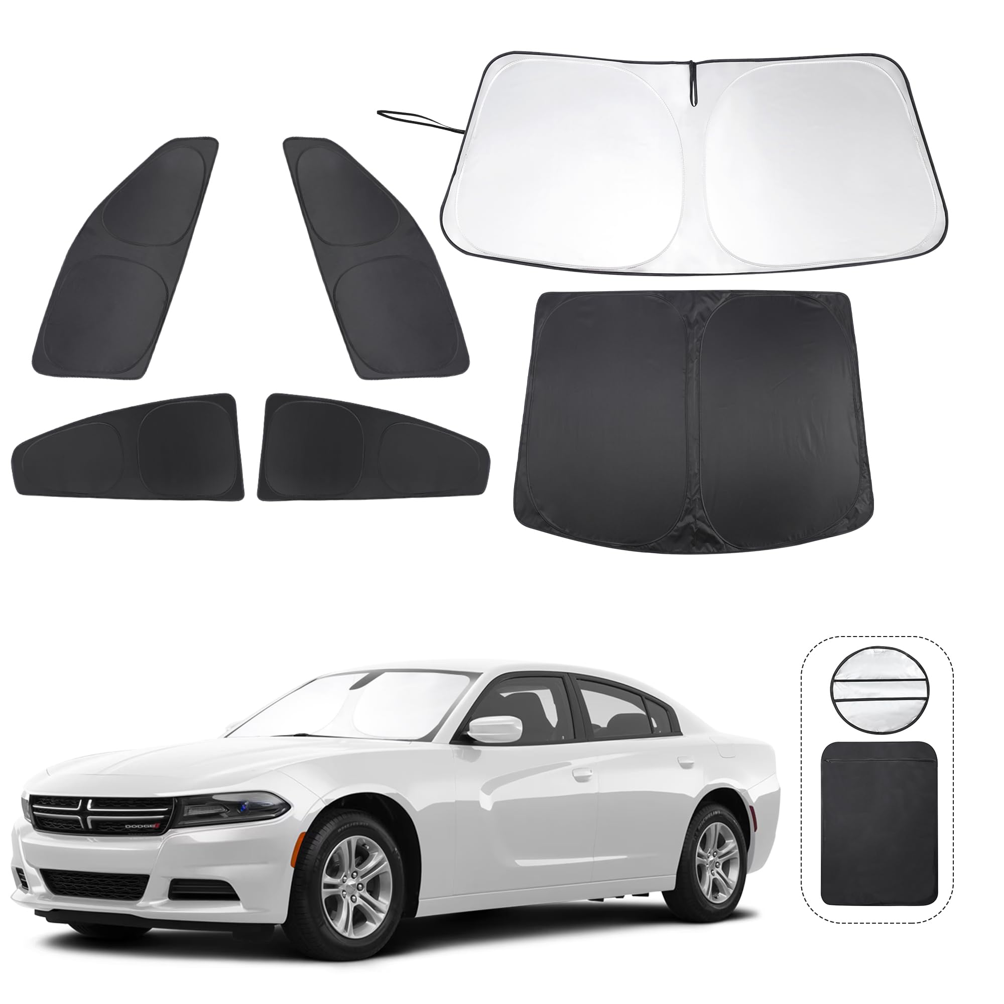 TINGLU Window Shades for Dodge Charger 2011-2023 Accessories Car Side Full Windows Cover Camping Rear Windshield Sun Shade Sun UV Rays Privacy Protection 6PCS