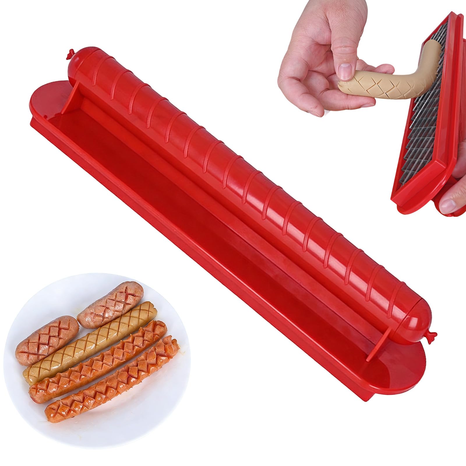 Roter Hotdog-Schneider mit Edelstahlklinge, 29,5 cm Hot Dog-Schneider (2)