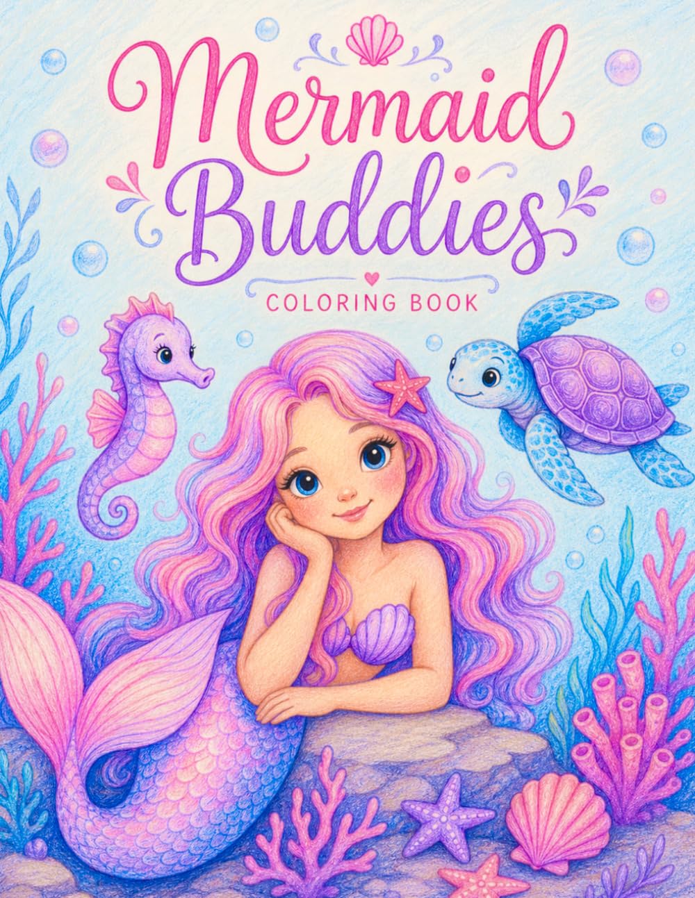 Mermaid Buddies Coloring Book for Kids: Cute Ocean Friends & Under-the-Sea Adventures to Color