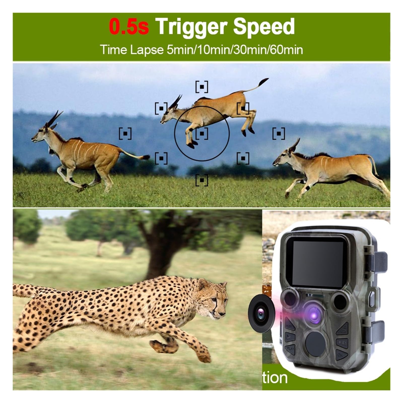 Kamera leśna, Mini Trail Game Camera Night Vision 1080P 12MP Wodoodporna Kamera Myśliwska Outdoor Wild Fotopułapki Z Diodami Podczerwieni Zasięg Do 65 Stóp(MINI 301)