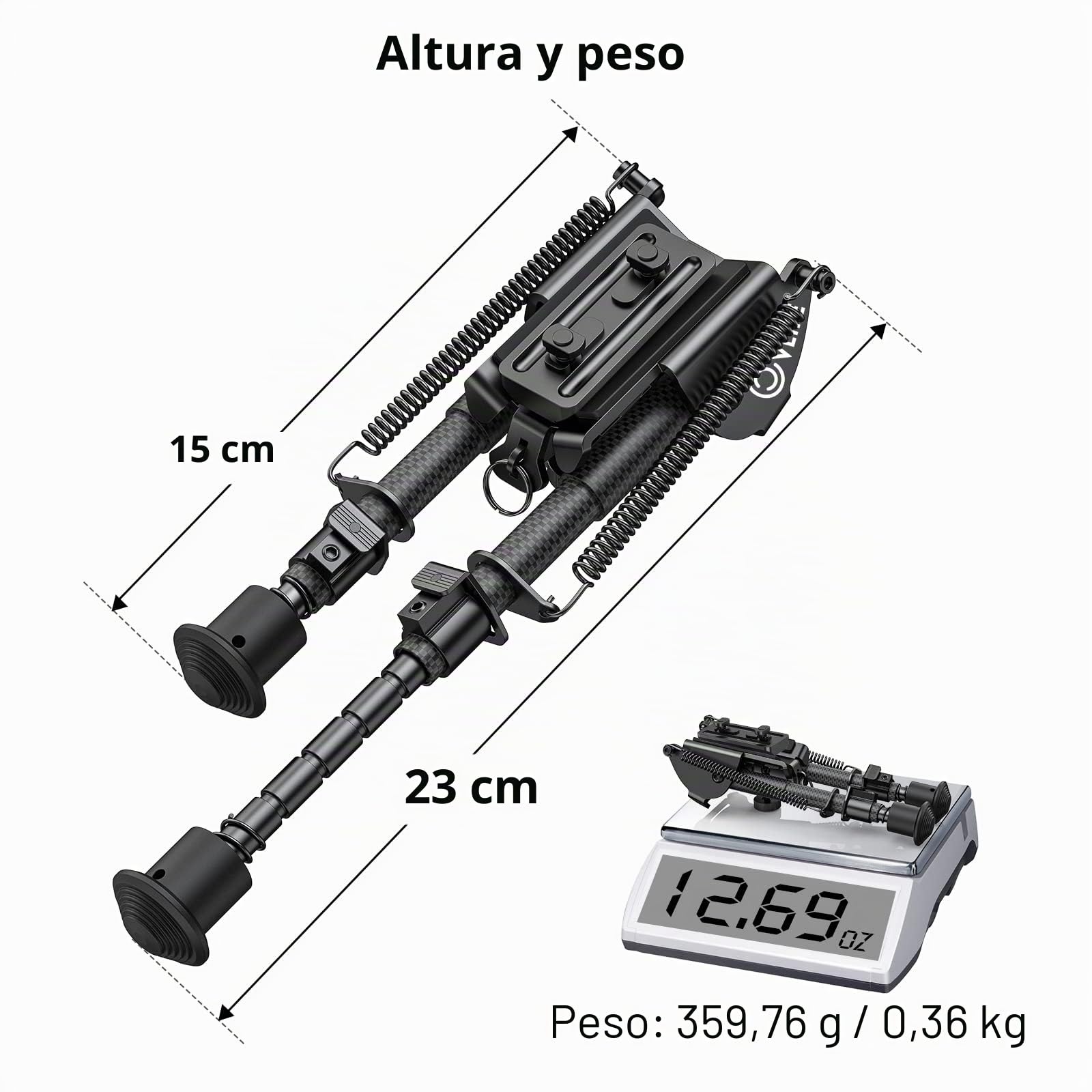 cvlife Bípode de rifle de fibra de carbono con adaptador de montaje M-lok de 6 a 9 pulgadas para caza y tiro