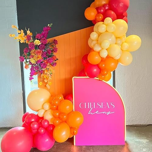 Miniatura 6 de Globos rosa y amarillo, globos retro de 12 pulgadas de color amarillo rubor, globo de látex rosa polvoriento y naranja maca para niñas, bohemio,