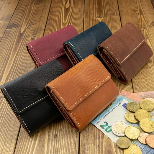 Amazon | コロンと可愛い 高級イタリアンレザー三つ折りコンパクト財布