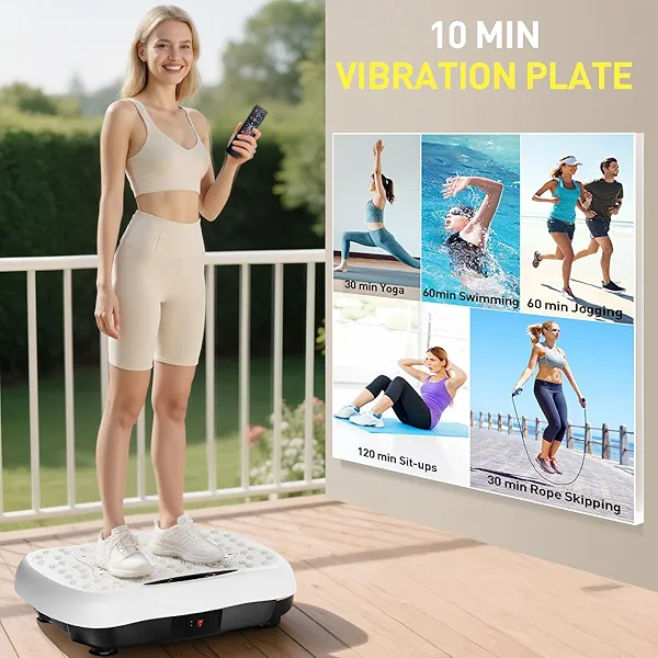 Vibration Plate Exercise Machine, Vibrating Platform for Lymphatic Drainage with 120 Speeds, Upgraded Vibrated Plates for Weight Loss, Full Body Workout Equipment for Fitness at Home