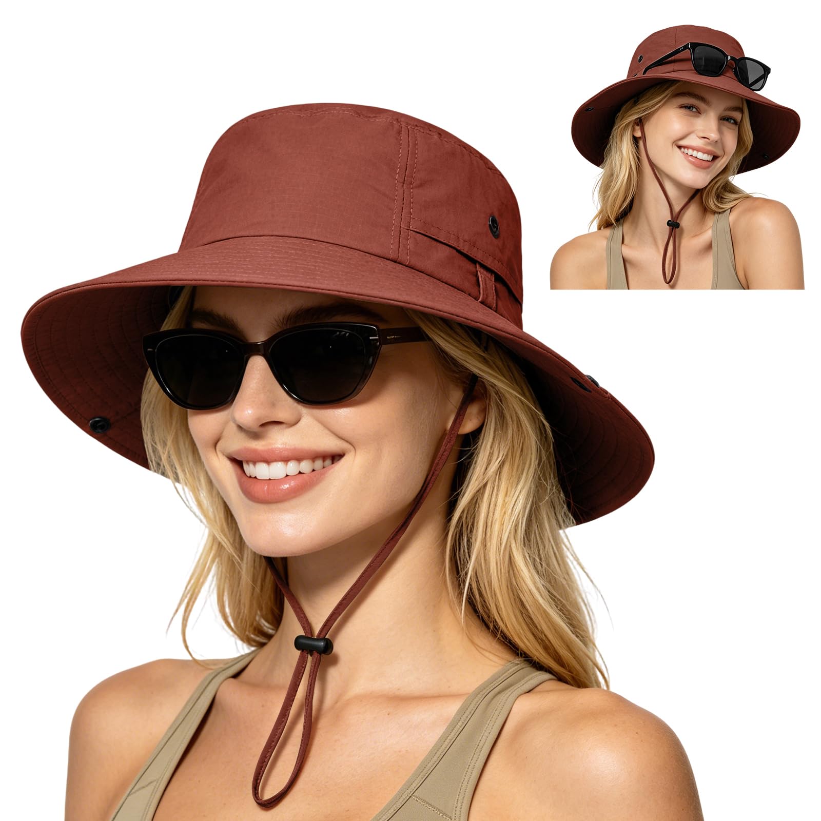 ZOORON Sun Hats for Women Men Fishing Hat UPF 50+ Wide Brim Bucket Hat