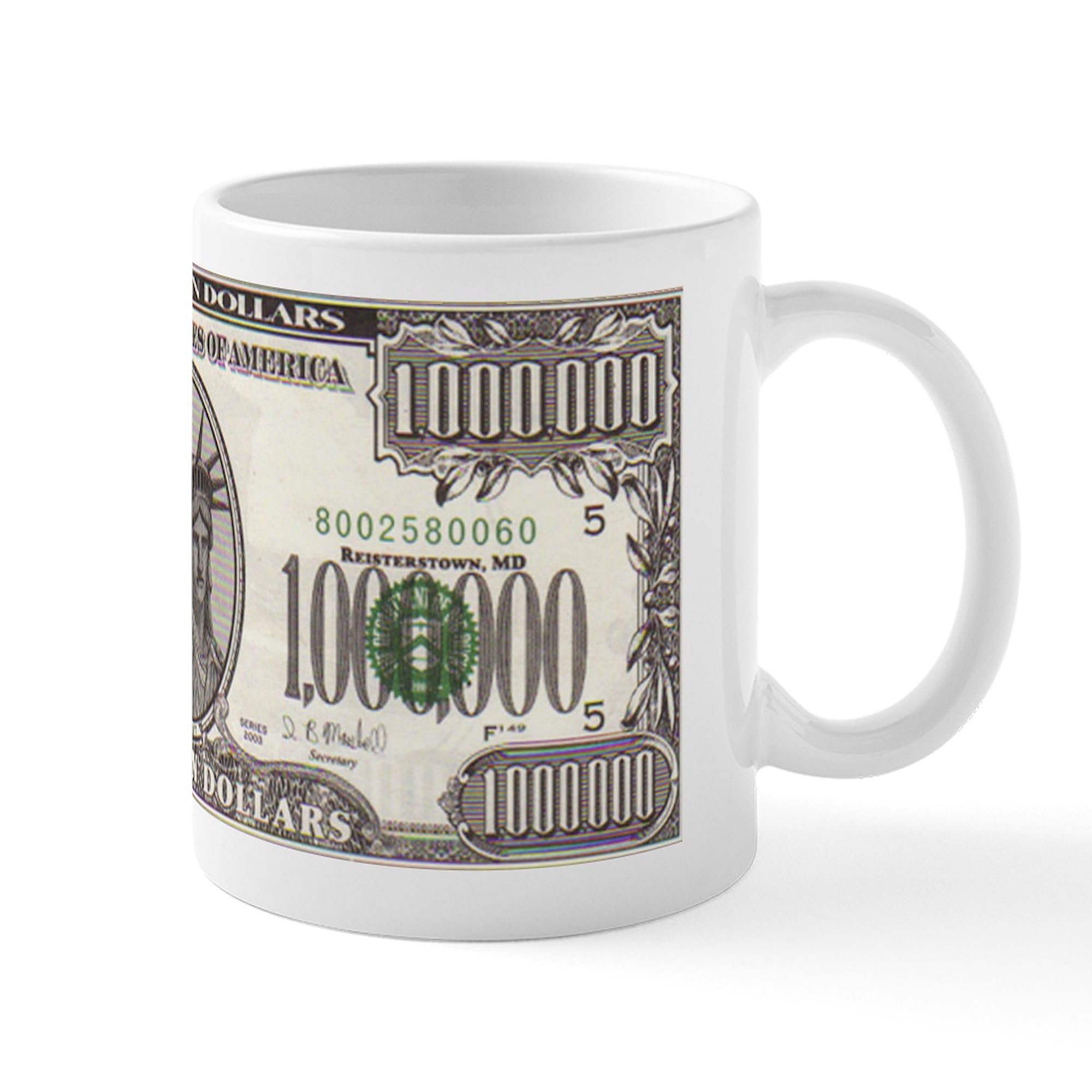 Amazon.com | CafePress Million Dollar Mug 11 oz (325 ml) Ceramic Coffee Mug:  Coffee Cups & Mugs