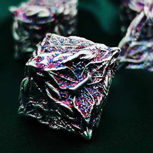 Miniatura 4 de Juego de dados de metal DND Flash Magic Vine Leaf 7 piezas de dados poliédricos D&D aplicables a DunFgeons and Dragons Gift Juego de dados de rol