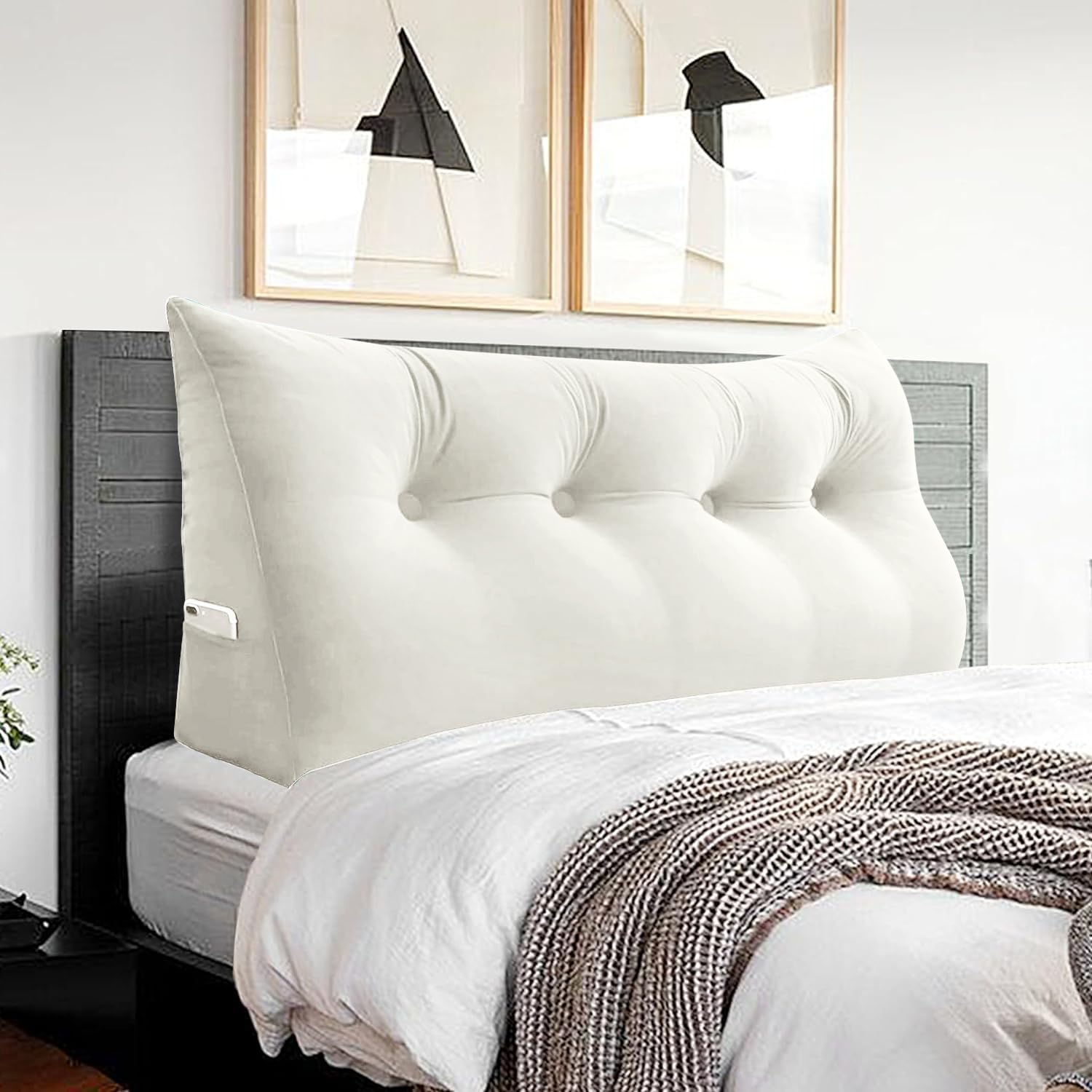 Groot kussen hoofdkussen, bedbank rugleuning bedkussen, driehoekige rugsteun leeskussen om op te zitten in bedrust, 80 cm / 100 cm / 120 cm / 150 cm / 180 cm / 200 cm (kleur: lichtroze