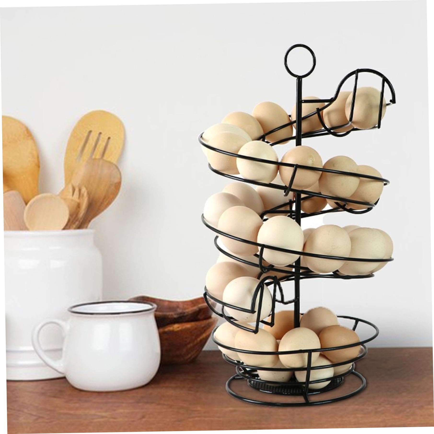 Encimera con Soporte para Huevos en Espiral, Estante metálico para Huevos, dispensador Compacto de Frescos, Organizador de encimera para Cocina