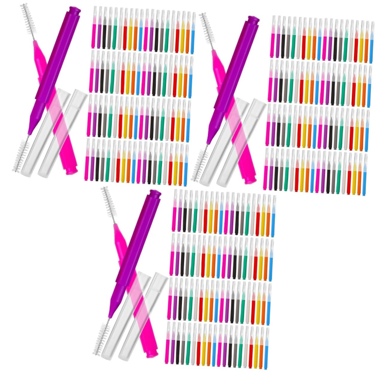 3 Set Scovolini Interdentali Colorati Per Denti Facile Utilizzo Inossidabile E Adatto Per Braces Orale Quotidiana Confezione 100 Pezzi*3