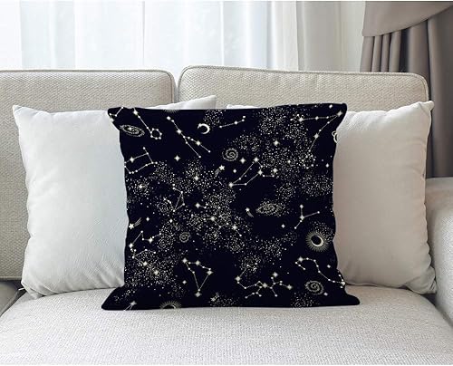 Miniatura 3 de Funda de almohada con diseño de constelación de galaxia espacial, negro, azul, cielo, zodiaco, estrella, galaxia, cosmos, funda de cojín cuadrada