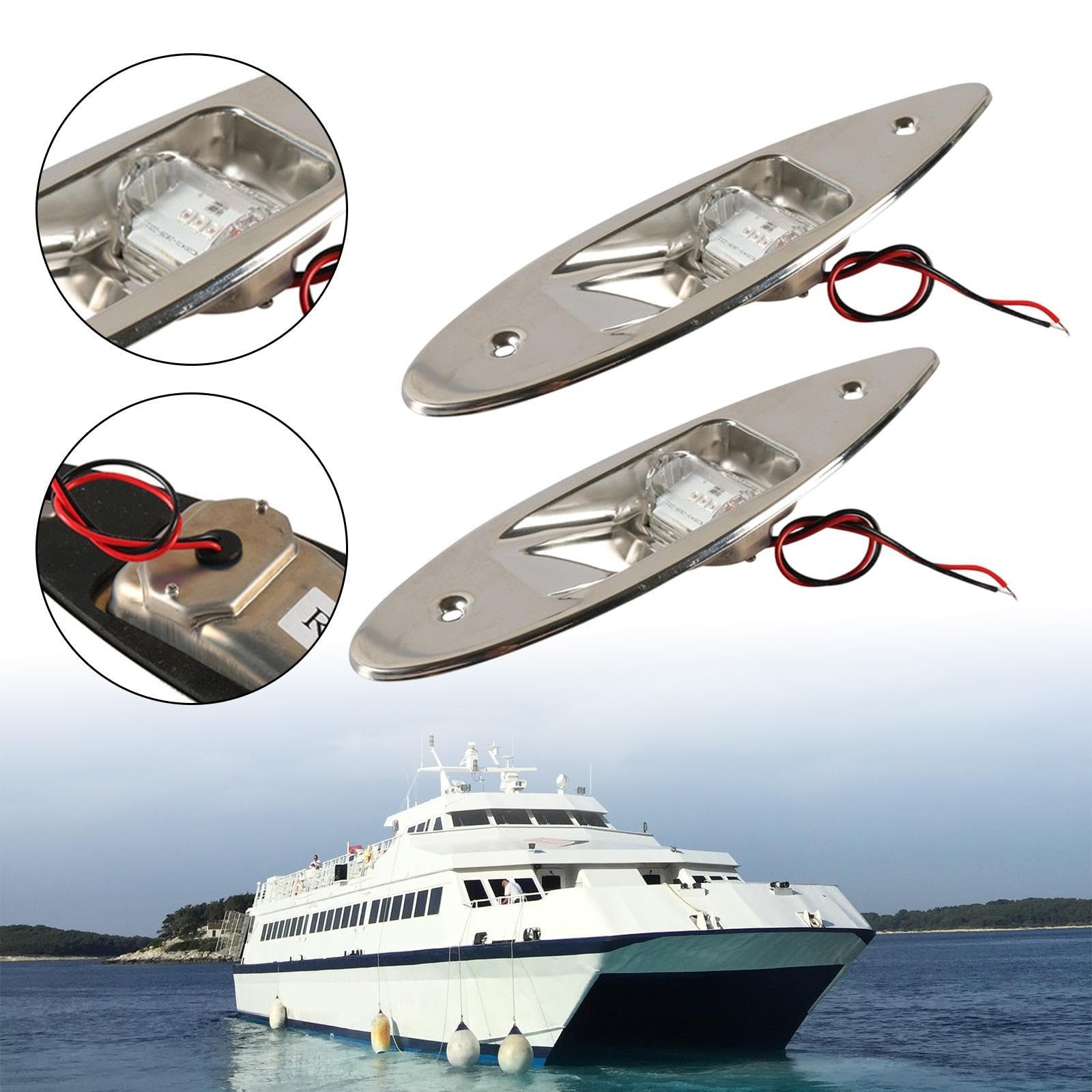2 Luci di Navigazione Marine per Imbarcazioni, in Acciaio Inossidabile, Resistenti, di Ricambio, Professionali, 1,5 W, 12 V.