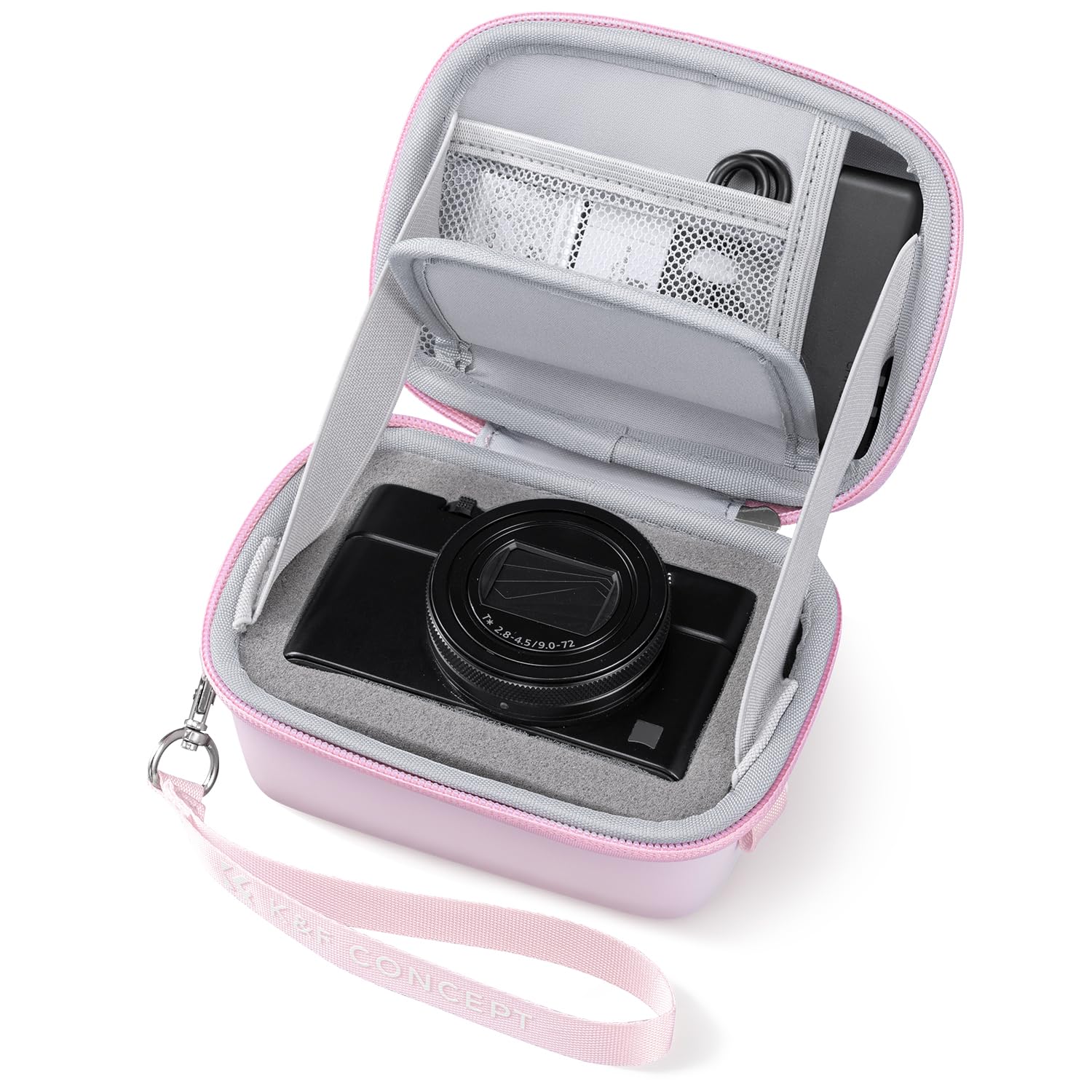 K&F CONCEPT Camera Case, Small Hard Shell Carrying Case for Digital Camera, Compact Protective Storage Bag (Pink, Medium)