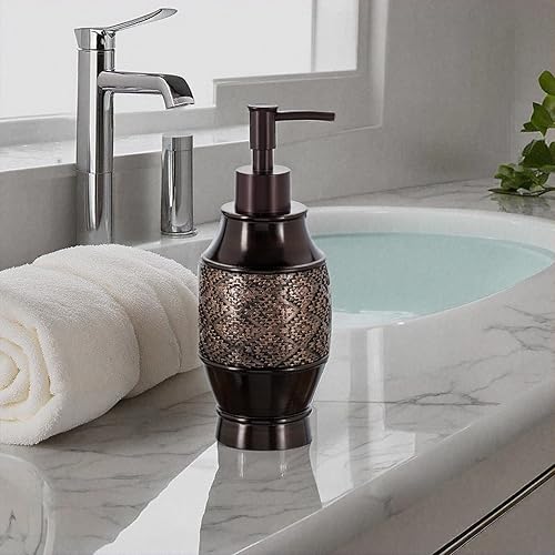 Miniatura 2 de Creative Scents Dublin - Juego de 2 dispensadores de jabón de baño marrón  Juego de dispensador de jabón de manos y loción con bombas duraderas a