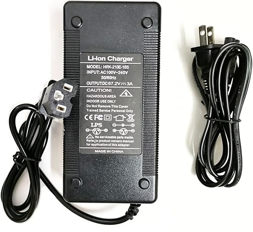 Ajuste verificado Cargador de batería de 3 pines de 67.2 voltios y 3 amperios para bicicletas eléctricas y scooters de litio de 60 V (16S), para