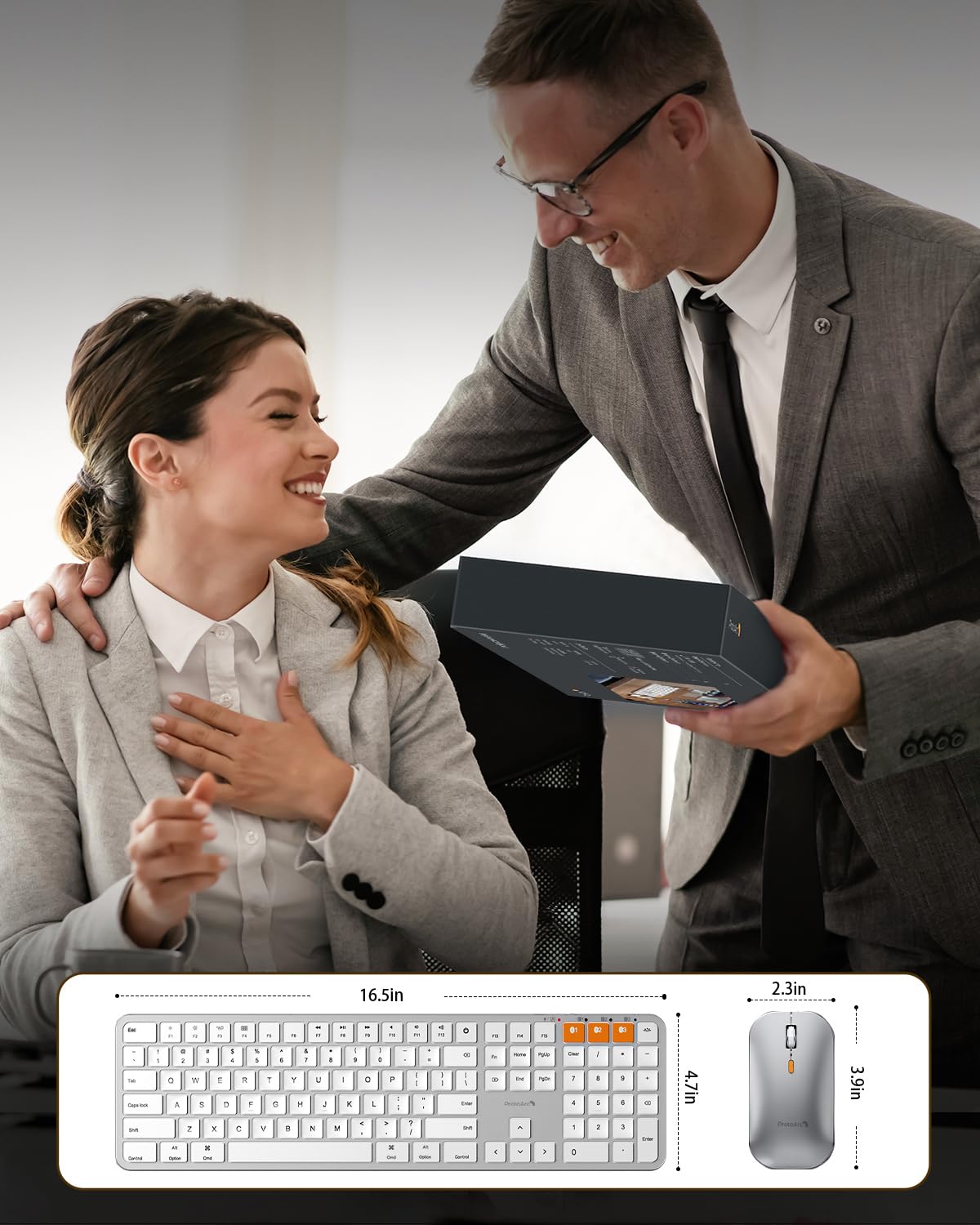 ProtoArc - Mouse con Teclado Bluetooth retroiluminado para Mac, KM100-A, Teclado inalámbrico ultradelgado para Mac, Recargable