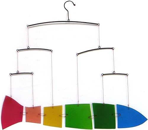 Arte móvil para patio de peces arcoíris de vidrio