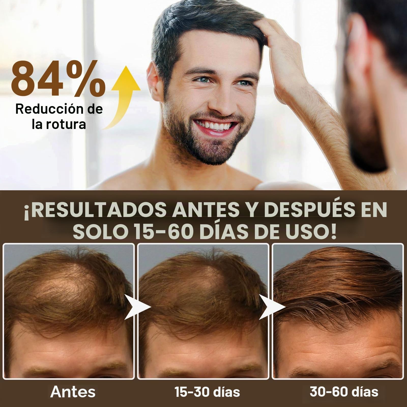 Champú de crecimiento capilar con cafeína, biotina y romero