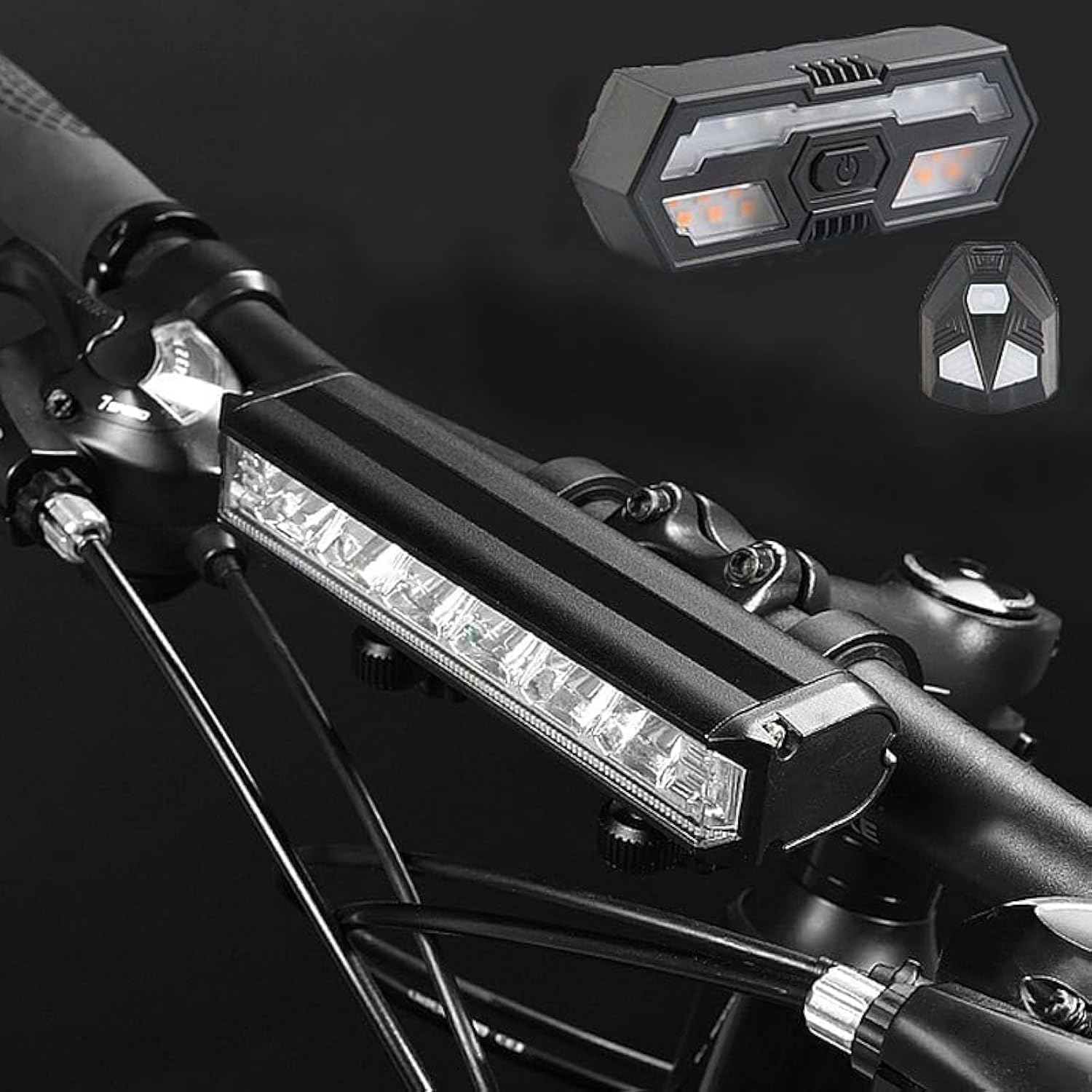 1400 Lumens Bike Lights Front and Back, with Remoto Control Brake Light,USB Rechargeable Bicycle Light,Super Bright 6 LED Bike Lights for Night Riding,Bike Headlight,IPX5 Waterproof, 3+5 Light Modes