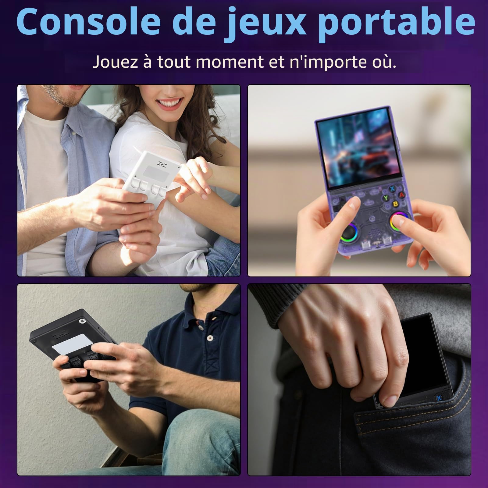 Console de jeux portable R36 Ultra de 128 Go, écran HD de 4 pouces, console de jeux rétro portable pour enfants et adultes (couleur noire)