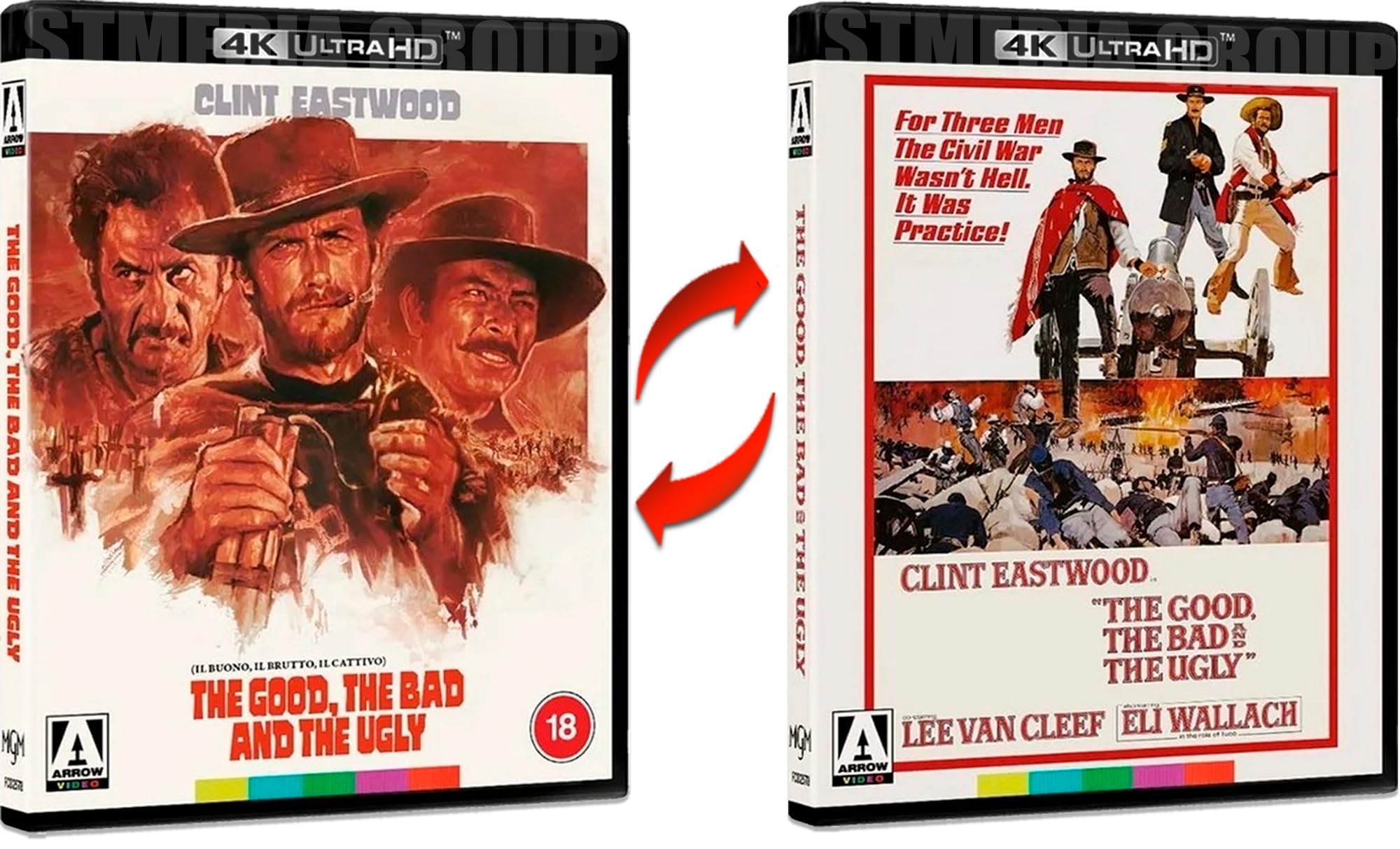 Clint Eastwood: The Dollars Trilogy – A Fistful of Dollars / For a Few Dollars More / The Good, the Bad and the Ugly (Special Edition, Reversible Cover, 7-Disc Set) [4K UHD + Blu-ray] [Region Free]